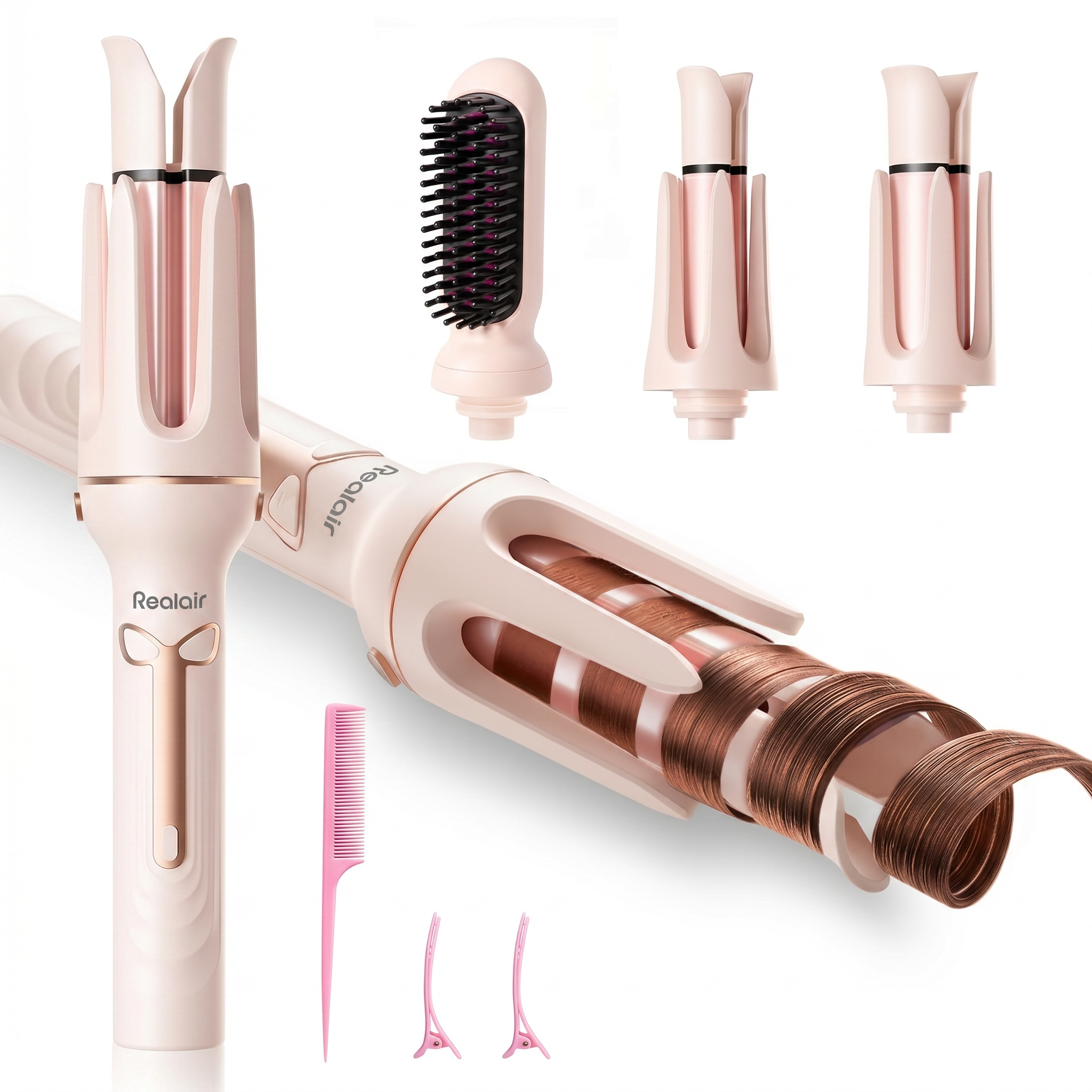 Realair ST-168 Multi-Function Hair Styler - Pink